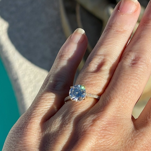 14k Gold 3ct Hidden Halo w/ Double Pave D, VVS1 Moissanite - Picture 11 of 17